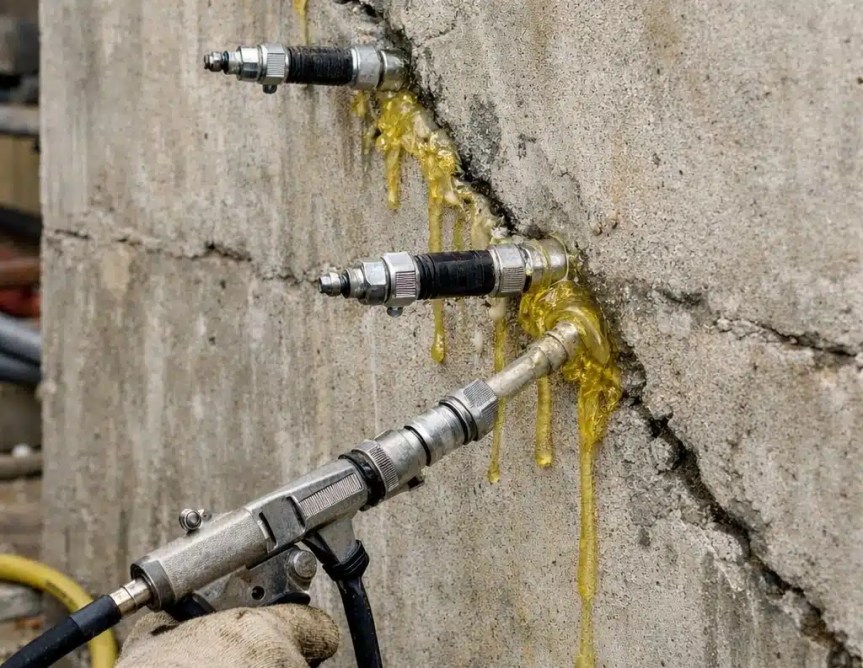 PU Injection Grouting to Seal Concrete Cracks and Water&nbsp;Leaks